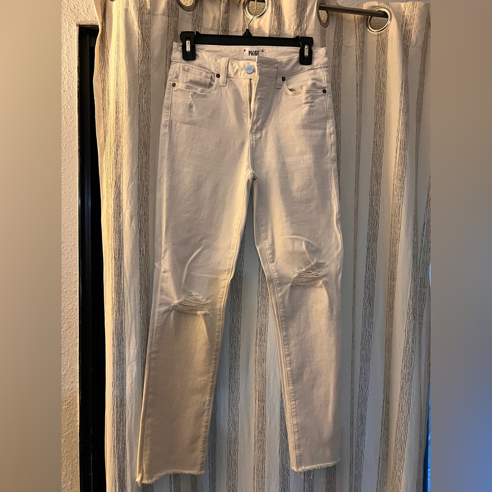 PAIGE Women's Off-White straight leg Jeans